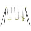 XNS008 interesting triple children metal safe swing set 440lbs for outdoor playground three seat swing black and green for age 3+