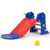 3 in 1 Freestanding Toddler Slide, Indoor Outdoor Playground with Basketball Hoop and Ball for Kids Under 3 Years, Red & Blue