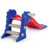 3 in 1 Freestanding Toddler Slide, Indoor Outdoor Playground with Basketball Hoop and Ball for Kids Under 3 Years, Red & Blue