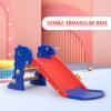 3 in 1 Freestanding Toddler Slide, Indoor Outdoor Playground with Basketball Hoop and Ball for Kids Under 3 Years, Red & Blue