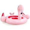 6 People Inflatable Flamingo Floating Island with 6 Cup Holders for Pool and River