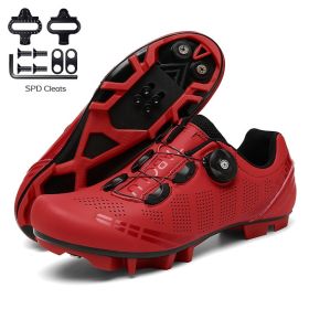 Road Bike Shoes Men Cycling Sneaker Mtb Cleat Shoes Flat Speed Sneakers Women Racing Bicycle Sneaker Mountain Biking Boots Spd (Color: red MTB)
