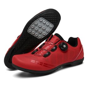 Road Bike Shoes Men Cycling Sneaker Mtb Cleat Shoes Flat Speed Sneakers Women Racing Bicycle Sneaker Mountain Biking Boots Spd (Color: red rubber)